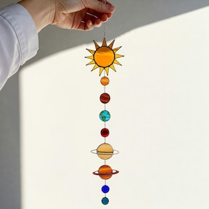 Planets Stained Glass Suncatcher: Solar System Window Hanging