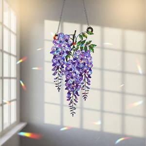Wisteria Holographic Suncatcher | Purple Acrylic Window Hanging Decor